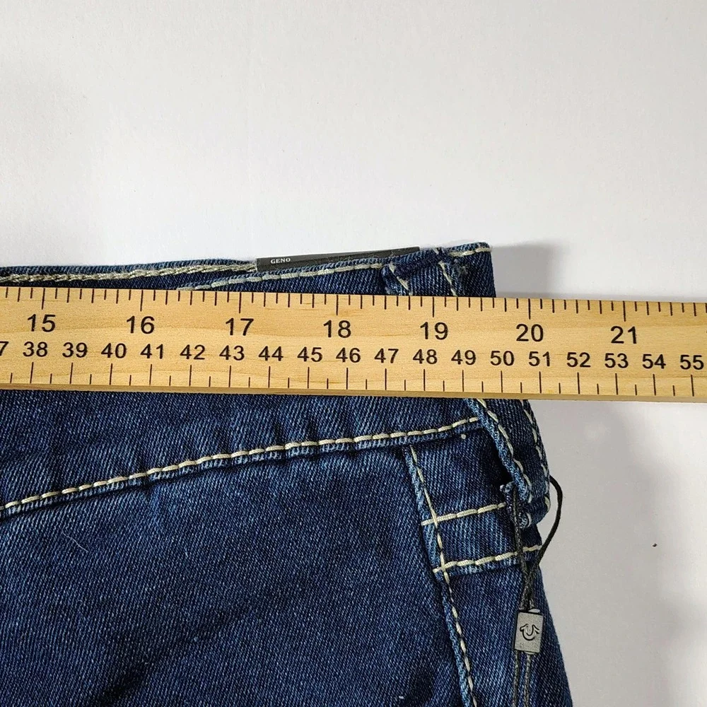 True Religion Geno Big T Flap Slim Jeans Mens Size 38 Medium Lagoon W38 L32 Wash